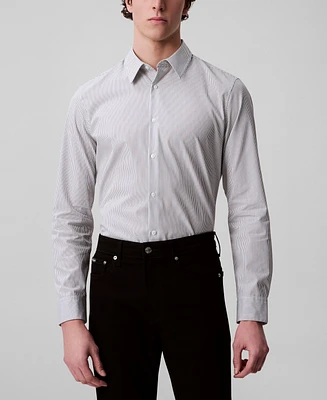 Calvin Klein Men's Stretch Striped Slim-Fit Dress Shirt