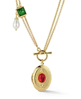 Rachel Zoe Gold Plated Oval Locket Pendant Necklace