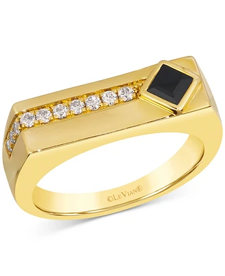 Le Vian Men's Onyx (4mm) & Nude Diamond (1/4 ct. t.w.) Ring in 14k Yellow Gold