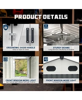 8x12 Metal Shed, Window, Floor, Vents, Hinged Door