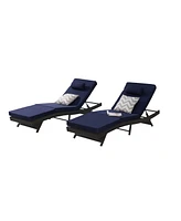 Outdoor Wicker Reclining Lounge Chairs (Set of 2) - Beach, Pool, Garden