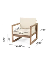 Outdoor Acacia Club Chairs (Set of 2), Brown Wash, Beige Cushions