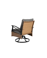 3pc Outdoor Swivel Rocker Set, Table, 2 Chairs, 350lb Cap