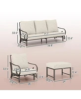 Outsunny 5 Piece Patio Furniture Set with 2 Rockers Outdoor Furniture