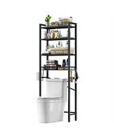 Over the Toilet Storage Freestanding Industrial Metal Wood Shelving Unit