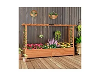 Rectangle Raised Garden Bed with Side Trellis for Outdoor Gardening and Plant Support