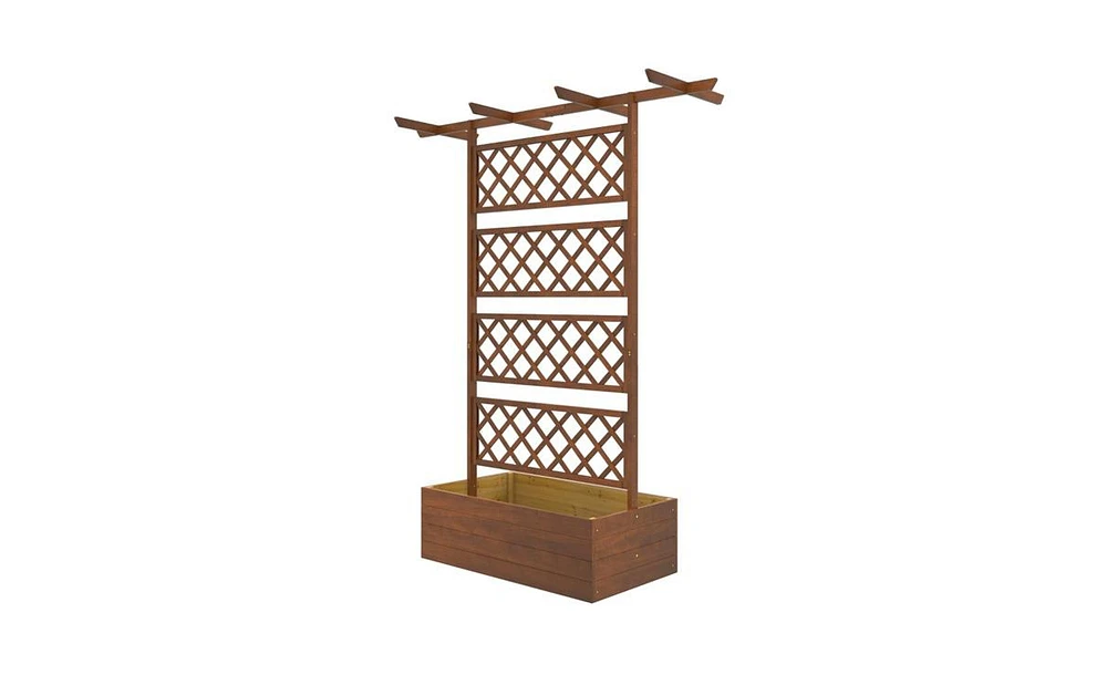 Multi-Functional Wooden Garden Trellis with Planter Box