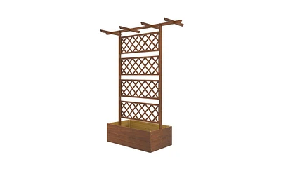 Multi-Functional Wooden Garden Trellis with Planter Box