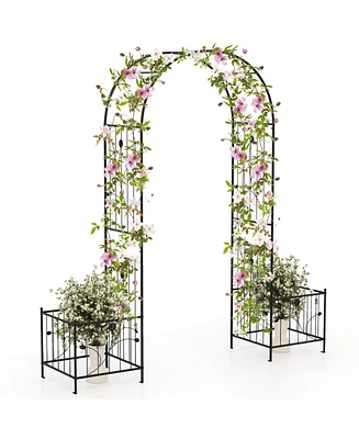 2 in 1 Garden Arbor with 2 Side Planters and 8 Ground Stakes