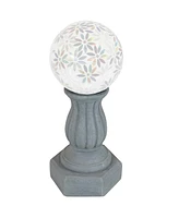 Contemporary Pillar Gazing Ball Stand Outdoor - For 10-Inch to 12-Inch Gazing Balls - Travertine - 16-Inch H