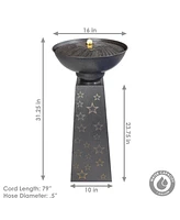Starry Sky 31.25" H Galvanized Iron Bird Bath Fountain with Led Lights - Electric Submersible Pump Included