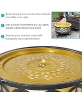 All Star 25.25" Diameter x 14.25" H Galvanized Iron Bowl Outdoor Water Fountain with Led Lights - Electric Submersible Pump Included