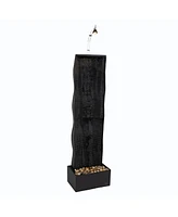 Curved Ridge Tall Indoor Water Fountain with Light and Electric Pump - Slate Modern Waterfall Fountain - 56" H