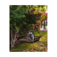 Heavy Duty Iron Mesh Bird Feeder Seed Tray with Easy-to-Hang Chain for Outdoor Feeding