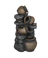 Outsunny 4-Tier 28.3" Resin Solar Water Fountain with Led Lights and Pump