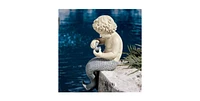 Young Little Sitting Mermaid Garden Statue for Outdoor Decor and Lawn Accent