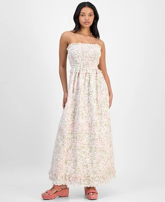 And Now This Women's Cotton Smocked Strapless Maxi Dress, Exclusively at Macy's
