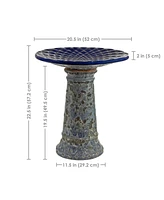 Rennes Outdoor Ceramic Bird Bath - 22.5" H - Uv- and Frost-Resistant
