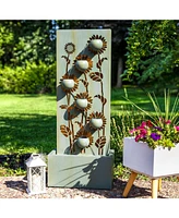 Sunflower Fields Outdoor Water Fountain - 48.5-Inch - Galvanized Steel - Includes Warm White Led Lights