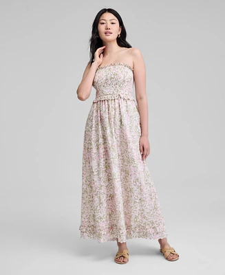 And Now This Women's Cotton Smocked Strapless Maxi Dress, Exclusively at Macy's