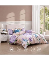 Bebejan Bright Bouquet Bedding 100% Cotton Sateen 5 Piece Queen Size Reversible Comforter Set