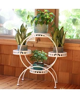 4-Tier Ferris Wheel Metal Plant Stand - Indoor or Outdoor Flower Pot Holder - 28" H