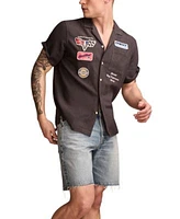 Lucky Brand Mens Ford Mechanic Regular Fit Button Down Shirt Regular Fit 8 Denim Shorts