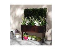 Espresso Fir Wood Elevated Raised Garden Bed With Stylish Climbing Trellis