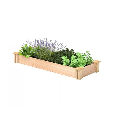 Unfinished Cedar Wood Raised Garden Bed Planter for Outdoor Gardening