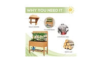 Wooden Garden Box with Separate Planter and Storage Compartments