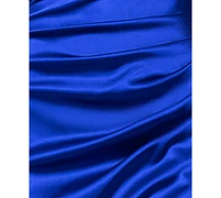 Blondie Nites Juniors' Strapless Draped Side-Slit Gown