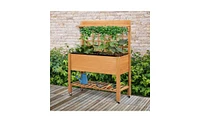 Wooden Garden Box with Separate Planter and Storage Compartments