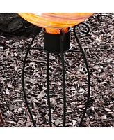 Graceful Curved Outdoor Gazing Globe Stand - Metal Garden Globe Stand for 8" to 12" Gazing Balls - Black - 18.25" H