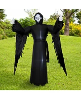 7 ft Grisly Grim Reaper Inflatable Halloween Decoration - Indoor or Outdoor Use - 3 White Led Lights