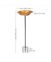 Copper Bird Bath for Outdoors - Detachable Bird Bath Bowl with Stake - 38" H