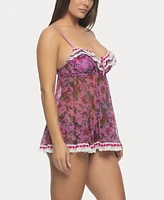 Jezebel Women's Ruffles Luxe Floral Babydoll with Hipster 82154P
