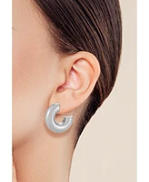 Rachel Zoe Rhodium Plated Bold Tube Hoop Earrings