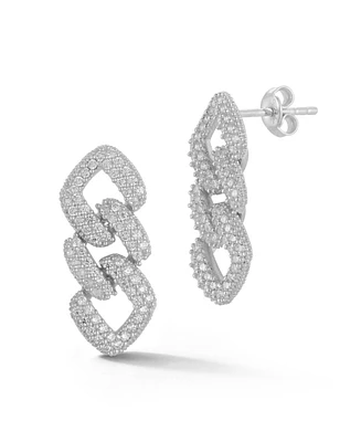 Rachel Zoe Sterling Silver Pave Curb Link Drop Earrings