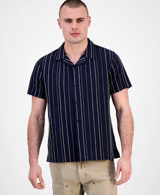 Guess Men's Cooper Short Sleeve Striped Button-Front Shirt