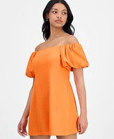 Bar Iii Women's Off-The-Shoulder Balloon-Sleeve A-Line Dress, Exclusively at Macy's