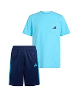 adidas Big Boys Short-Sleeve T-Shirt & Double-Knit Shorts, 2 Piece Set