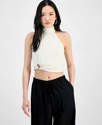 Bar Iii Women's Hardware Sleeveless Halter Top, Exclusively at Macy's