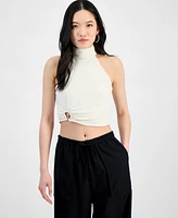 Bar Iii Women's Hardware Sleeveless Halter Top, Exclusively at Macy's