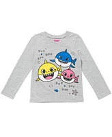Baby Shark Toddler Girls Pinkfong Shark Zip Up Fleece Vest T-Shirt and Pants 3 Piece Outfit Set
