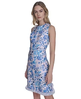 Eliza J Women's Tweed A-Line Floral-Pattern Dress