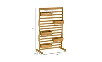 Elevated Wooden Planter Shelf with Detachable Trellis Stand