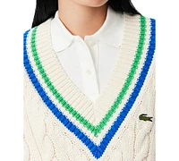 Lacoste Usa Women's Varsity Cable-Knit Sweater Vest