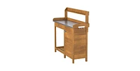 Outdoor Home Garden Potting Bench with Metal Table Top and Storage Cabinet