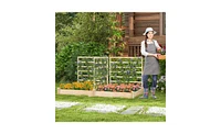Outdoor Garden Bed Planting Box Durable Wooden Planter for Vegetables and Flowers