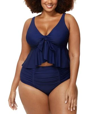 Raisins Curve Trendy Plus Size Topanga Ruffle Trim Bikini Top Costa Bikini Bottoms